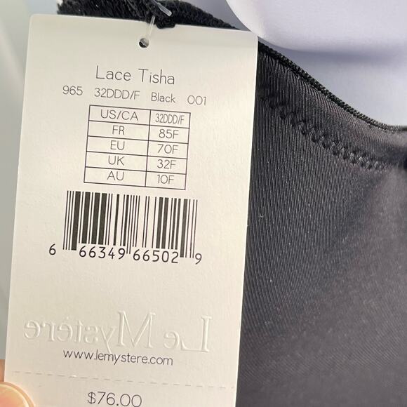 Le Mystere Lace Tisha Bra Black 32DDD/F NEW - Picture 10 of 11